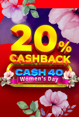 20% Cashback Cash 40 March 8